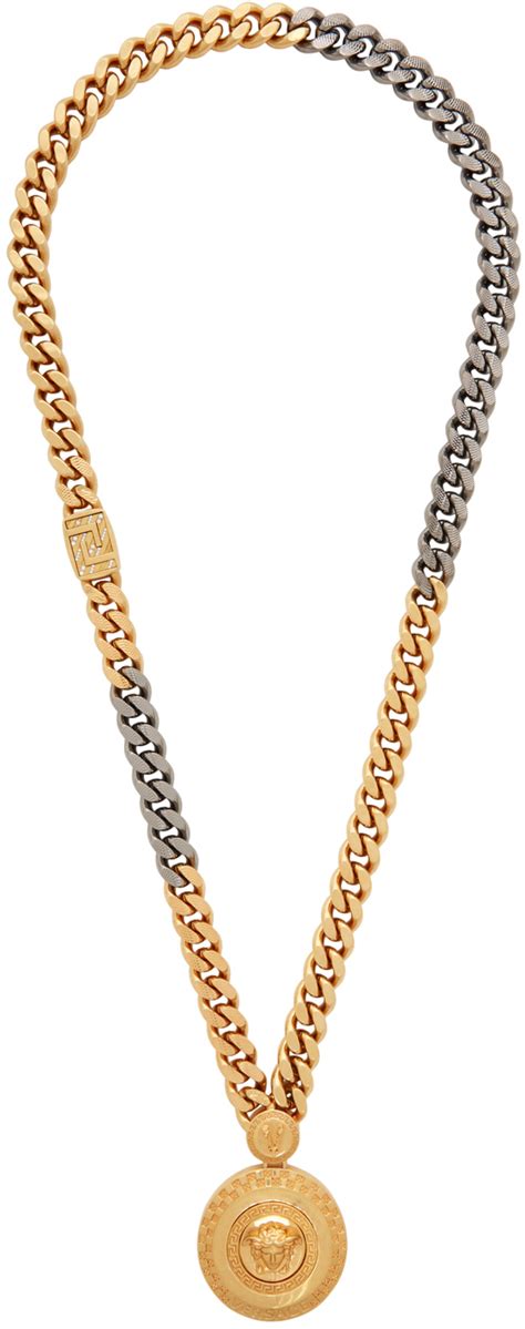 Versace: Gold Cuban Link Medusa Necklace 